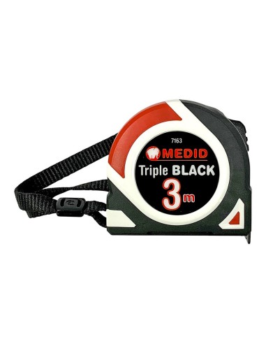 Flexómetro triple black bimaterial 3 m x 16 mm