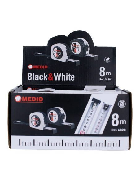 Flexómetro black & white 8 m x 28 mm