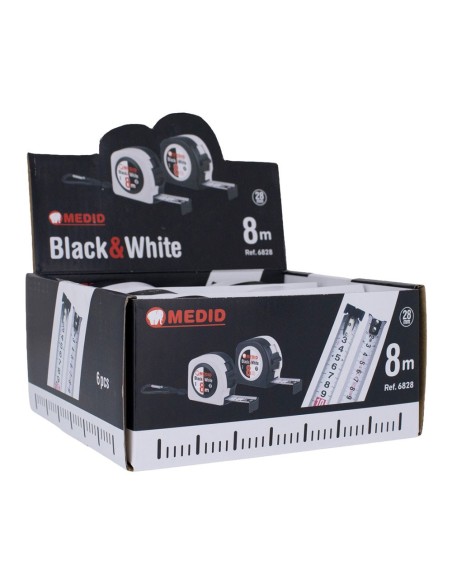 Flexómetro black & white 8 m x 28 mm
