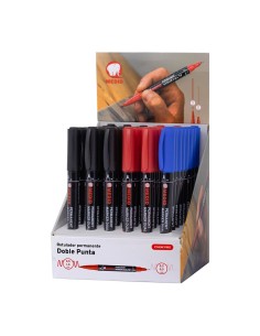 Marcador permanente doble punta 0,2/0,5 mm colores surtidos, expositor 48 uds