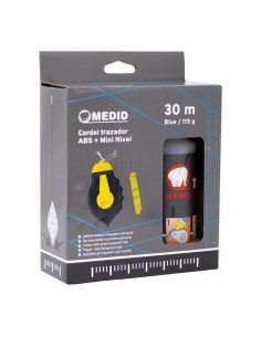 Cordel trazador abs 30 m + 115g polvo colorante azul + mini nivel 2
