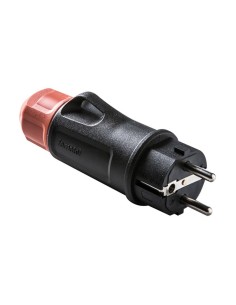 Clavija schuko 2p+t 16a 250 v, ip54, negra, máx. 1,5 x 2,5 mm².