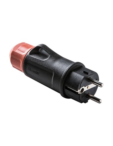 Clavija schuko 2p+t 16a 250 v, ip54, negra, máx. 1,5 x 2,5 mm².