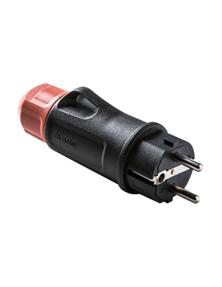 Clavija schuko 2p+t 16a 250 v, ip54, negra, máx. 1,5 x 2,5 mm².