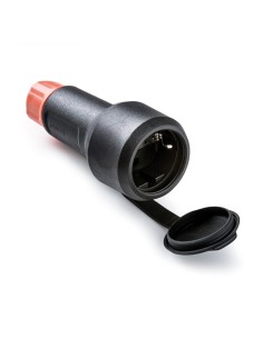Base móvil schuko con tapa de goma 2p+t 16a 250 v, ip54, negra, máx. 1,5 x 2,5 mm²