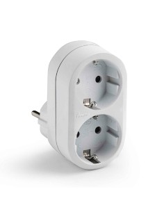 Adaptador doble schuko 2p+t 16a 250 v con entrada frontal, blanco