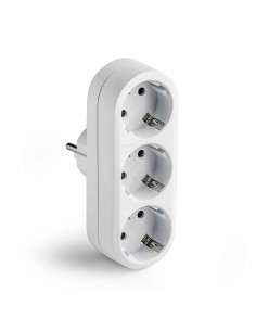 Adaptador triple 2p+t 16a 250 v con entrada frontal, blanco