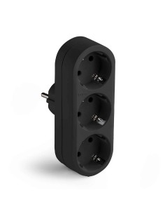 Adaptador triple 2p+t 16a 250v con entrada frontal, negro
