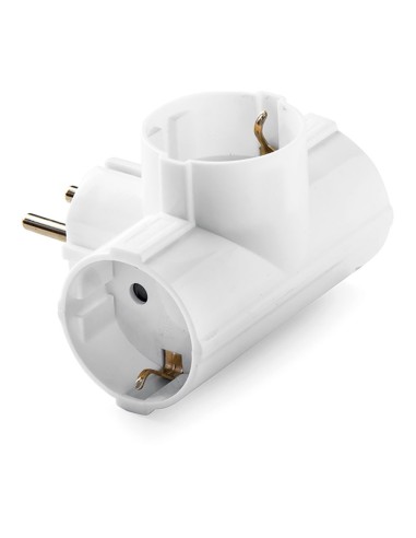 Adaptador triple schuko 2p+t, 16a 250 v, blanco