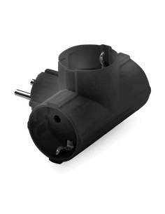 Adaptador triple schuko 2p+t, 16a 250 v, negro