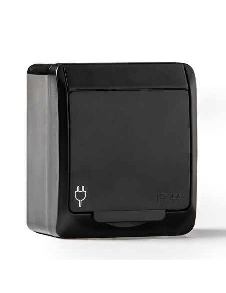 Base t/tl estanca, ip44 16 a 250 v, negro
