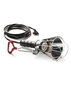 Lámpara portátil con pantalla 100 w 250 v e27, mango de goma negro, cable 5 m y pinza