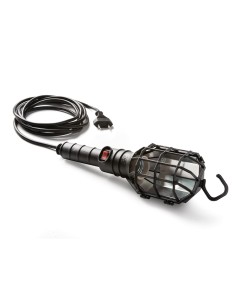 Lámpara portátil con pantalla 60 w 250 v e27, mango de goma negro, cable 5 m, interruptor y gancho