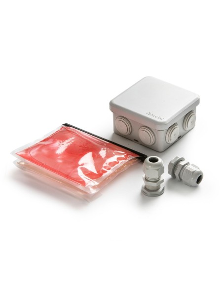 Caja estanca cuadrada ip55 80 x 80 x 36 mm + gel aislante ip68 + 2 prensaestopas