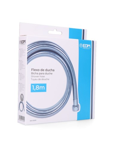 Flexo de ducha pvc color cromo brillante 1,8 m
