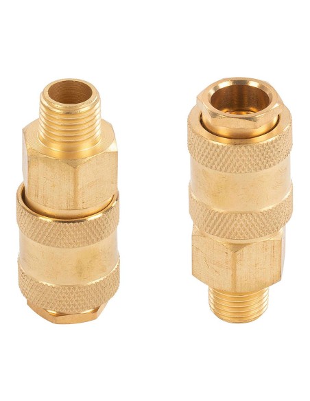 Conectores universales latón hembra rosca macho ¼ pulg, 2 uds