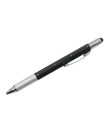 Bolígrafo 5 en 1, regla, nivel, mini destornillador x 2, goma capacitiva. ø10 x 145 mm