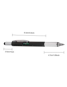 Bolígrafo 5 en 1, regla, nivel, mini destornillador x 2, goma capacitiva. ø10 x 145 mm 2