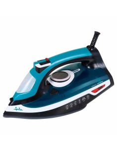Plancha de vapor 2400 w con suela cerámica, azul y blanca