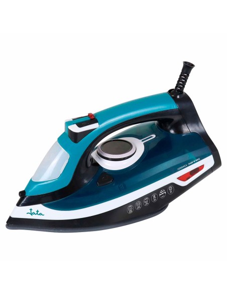 Plancha de vapor 2400 w con suela cerámica, azul y blanca