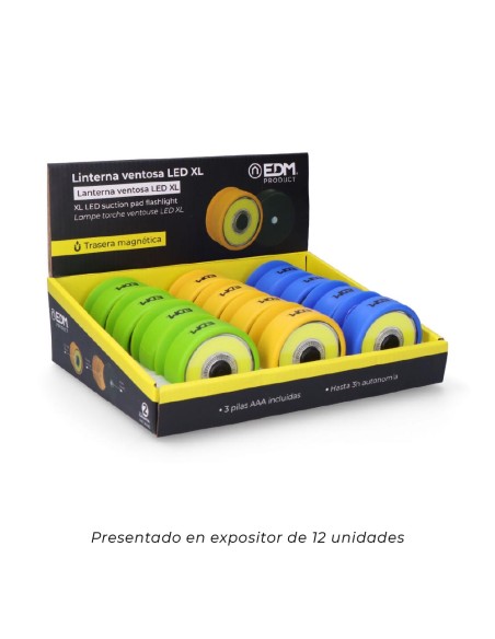 Linterna ventosa led xl colores surtidos 3xaaa (pilas incluidas)