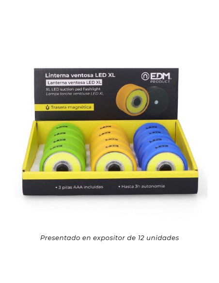 Linterna ventosa led xl colores surtidos 3xaaa (pilas incluidas)