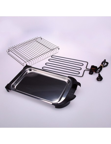 Barbacoa eléctrica 2400 w inox, 42 x 26 x 7 cm