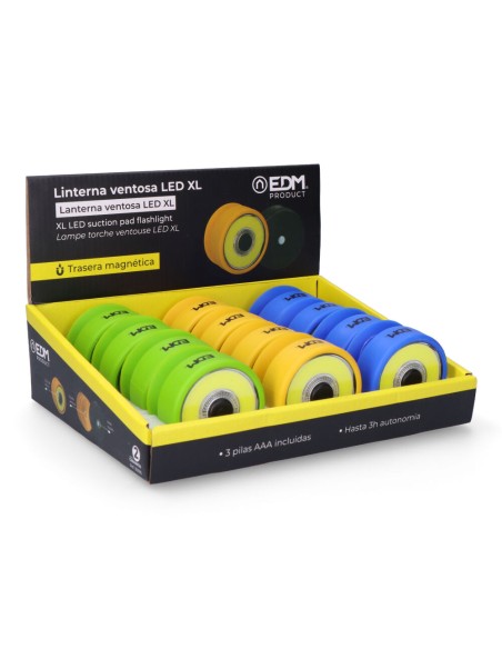 Linterna ventosa led xl colores surtidos 3xaaa (pilas incluidas)