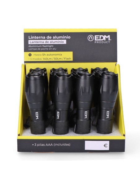 Linterna de aluminio con zoom. 1 led 3 x aaa (pilas incluidas)