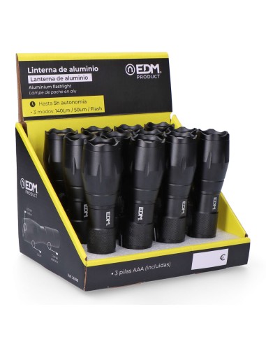 Linterna de aluminio con zoom. 1 led 3 x aaa...