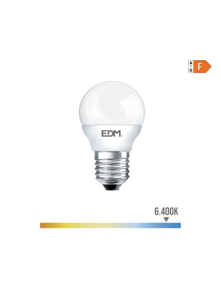 Bombilla esferica led e27 7 w 600 lm 6400 k luz fria ø4,5 x 8 cm