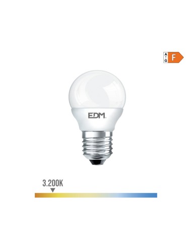 Bombilla esferica led e27 7 w 600 lm 3200 k luz calida ø4,5 x 8 cm