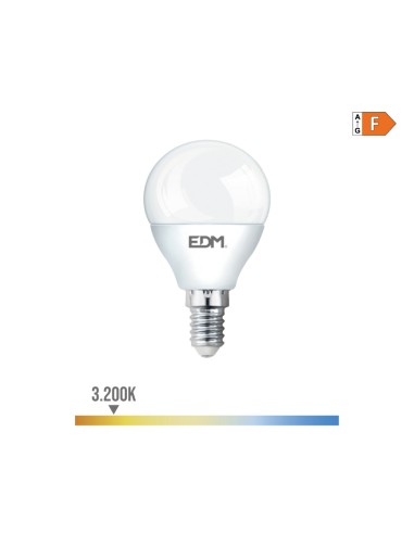 Bombilla esferica led e14 7 w 600 lm 3200 k luz calida ø4,5 x 8,2 cm