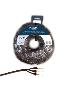 Carrete cable paralelo textil trenzado h05vv-f 3 g 1,50 mm² marrón, 5 m