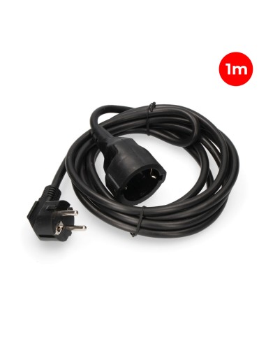 Prolongador con 1 toma 2p+t 16a 250v~ 1 m de cable h05vv-f 3g1,5mm², negro