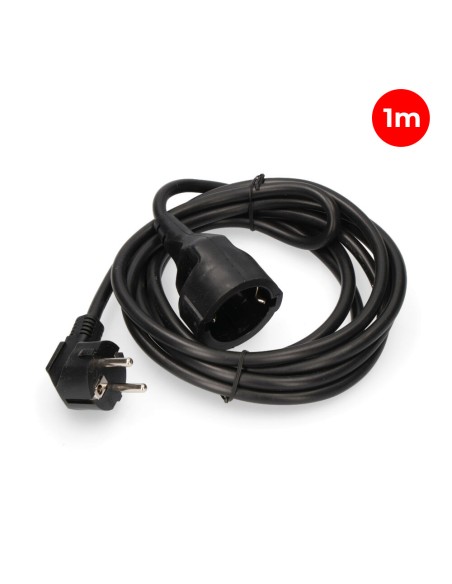 Prolongador con 1 toma 2p+t 16a 250v~ 1 m de cable h05vv-f 3g1,5mm², negro