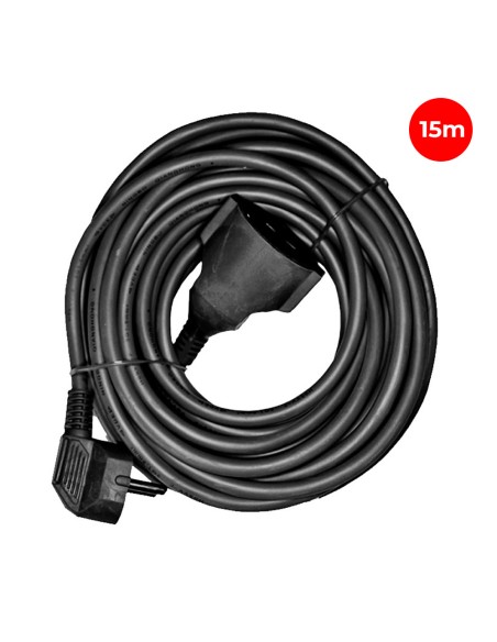 Prolongador con 1 toma 2p+t 16a 250v~ 15 m de cable h05vv-f 3g1,5mm², negro