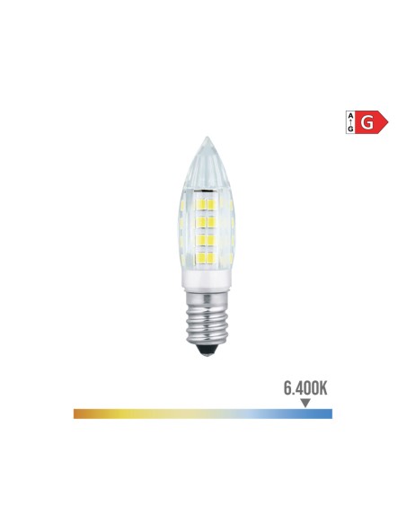 Bombilla mini vela led e14 3 w 250 lm 6400 k luz fria ø1,6 x 6,8 cm