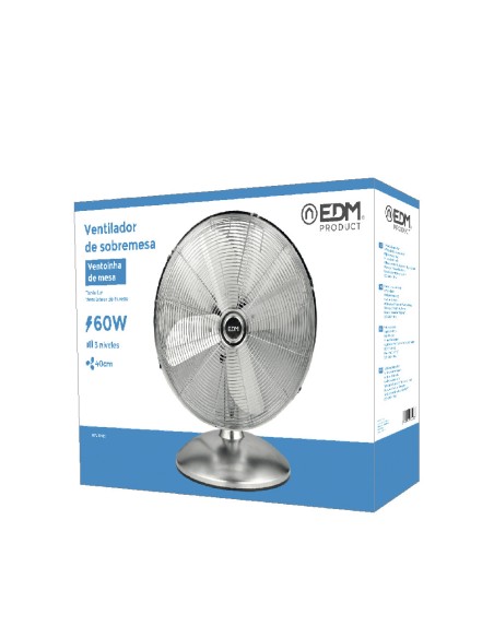 Ventilador de sobremesa. color cromado. potencia: 60w aspas: ø40cm edm
