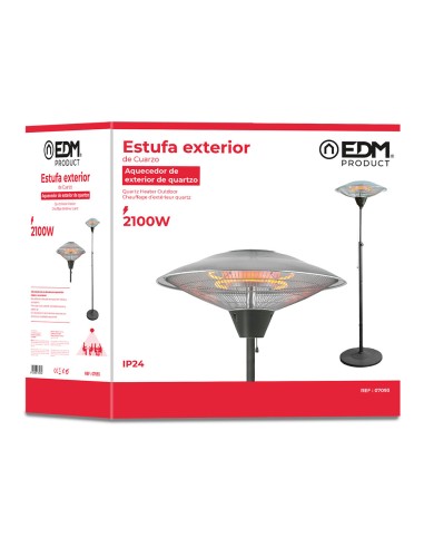 Estufa de cuarzo de exterior con pie 2100w - edm