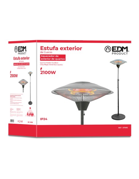 Estufa de cuarzo de exterior con pie 2100w - edm