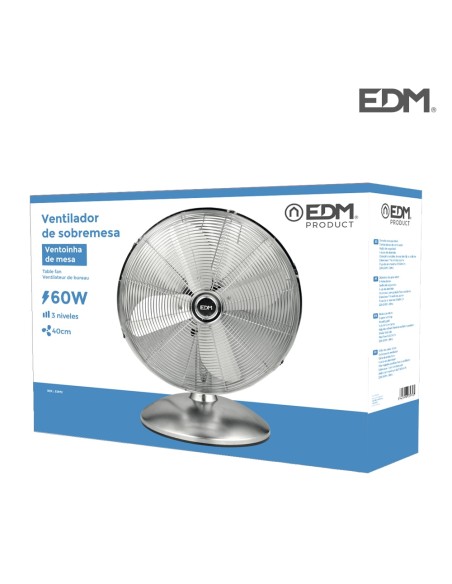 Ventilador de sobremesa. color cromado. potencia: 60w aspas: ø40cm edm