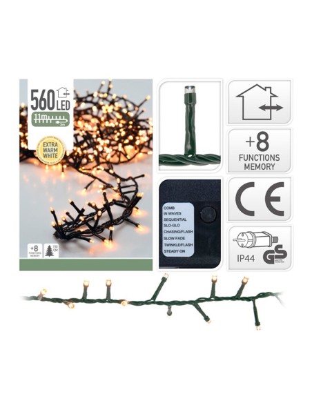 Guirnalda "tipo espino" multifuncion 560 led luz calida exterior ip44 14m