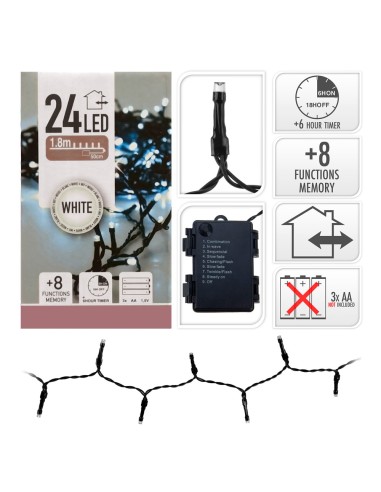Guirnalda a pilas multifuncion 24 leds cable...