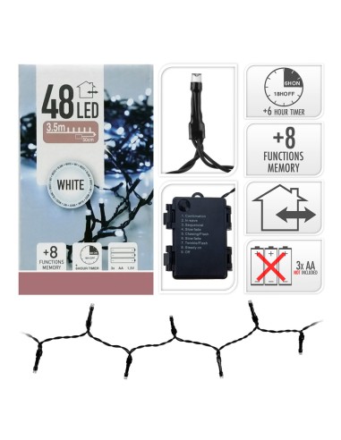 Guirnalda a pilas multifuncion 48 leds cable...