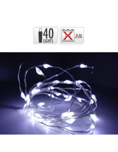 Guirnalda cable plateado, luz blanca fría, a pilas, 195cm 2