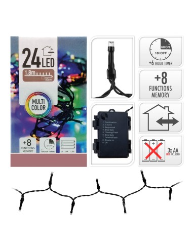 Guirnalda a pilas multifuncion 24 leds cable...