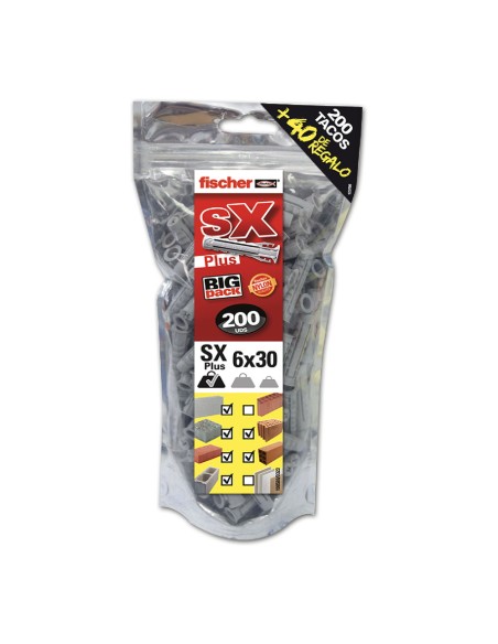 Taco sx plus ø6 x 30 mm, big pack 200 uds + 40 uds gratis
