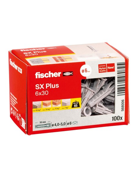 Taco sx plus ø6 x 30 mm, caja 100 uds