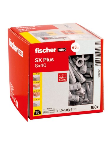 Taco sx plus ø8 x 40 mm, caja 100 uds